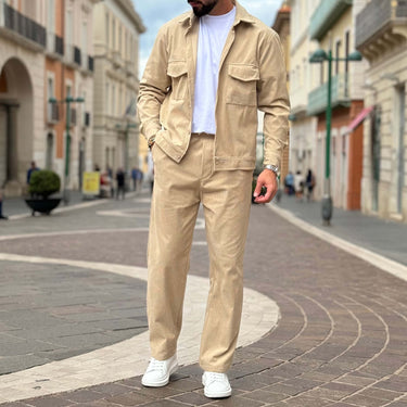 Coordinato in velluto gamba larga crema - FLAG STORE